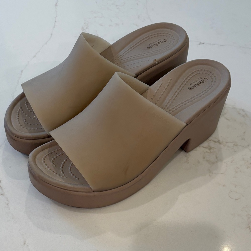 CROCS Neutral Platform Slide Sandals